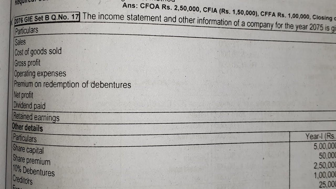 Class 12 | Cash flow statement using direct method| 2076 GIE Set B| Old is Gold