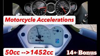Motorcycle Comparison: Displacement and Acceleration *From 50cc to 1452cc  [ Bonus-Clip!]