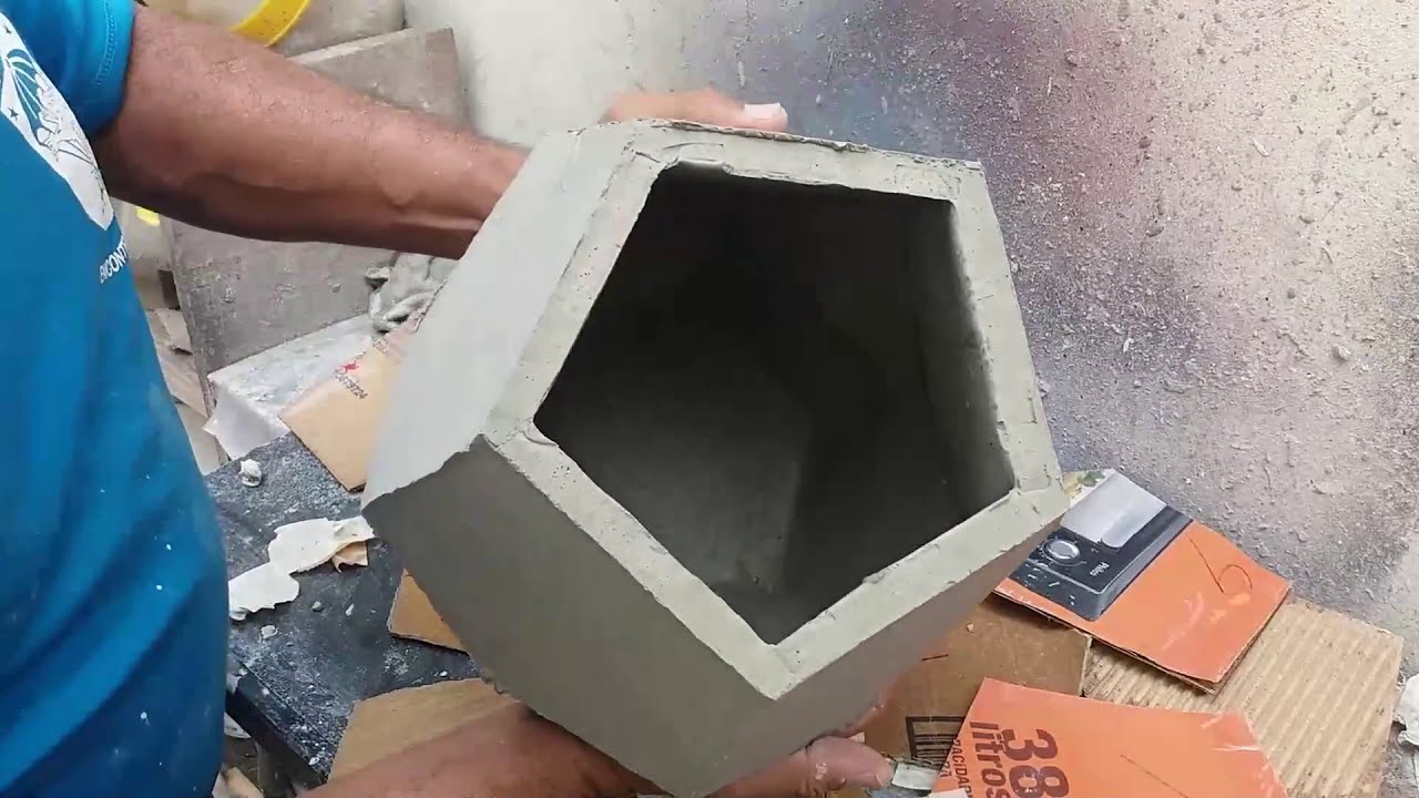 vaso de cimento, vaso geométrico M8-G/ para plantas naturais