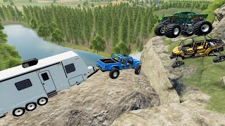 Camping on dangerous mountain with Monster truck | Farming Simulator 19