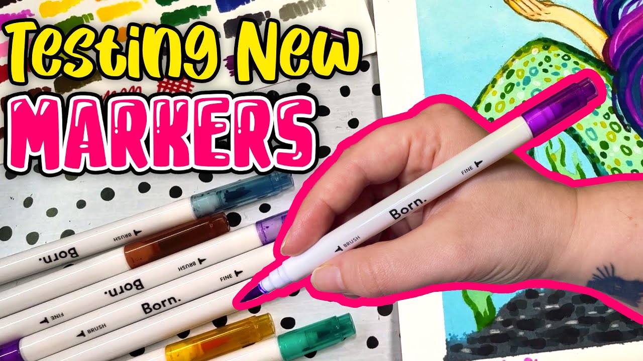 Testing BORN DUAL TIP BRUSH MARKERS!  Affordable Art Supplies Challenge 