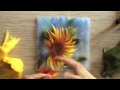 Sunflower, wool painting timelapse