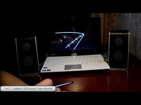 Asus Eee PC T101MT basic sound system  vs  Logitech V20 sound system comparison [HD]