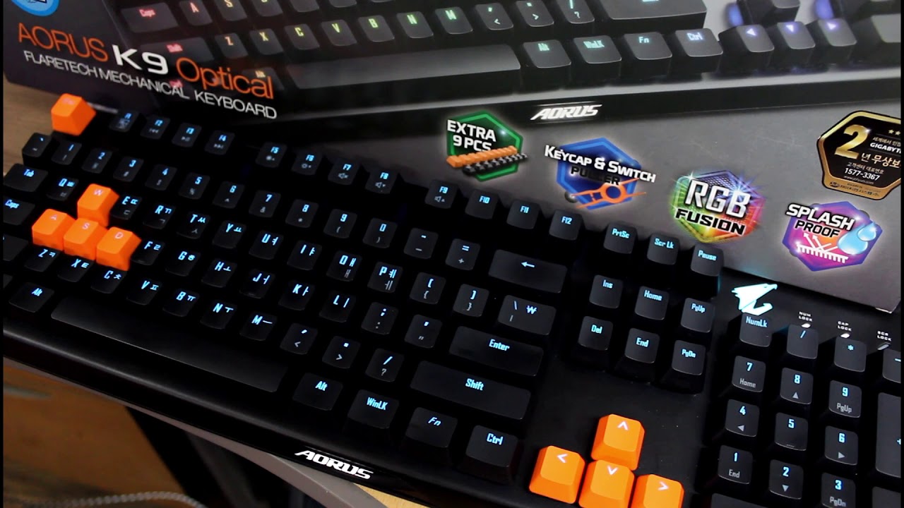 Gigabyte Aorus K9 Optical Keyboard, Click & RGB LED - YouTube