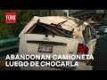 Abandonan camioneta tras volcadura en Viaducto, CDMX - Las Noticias