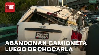 Abandonan camioneta tras volcadura en Viaducto, CDMX - Las Noticias