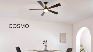 Ventilateur De Plafond Dimmable Noir 132 Cm Éclairage Led Et Cct - Cosmo