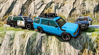 INSANE Car Cliff Drops 🚗💥 Police Chase - BeamNG.Drive