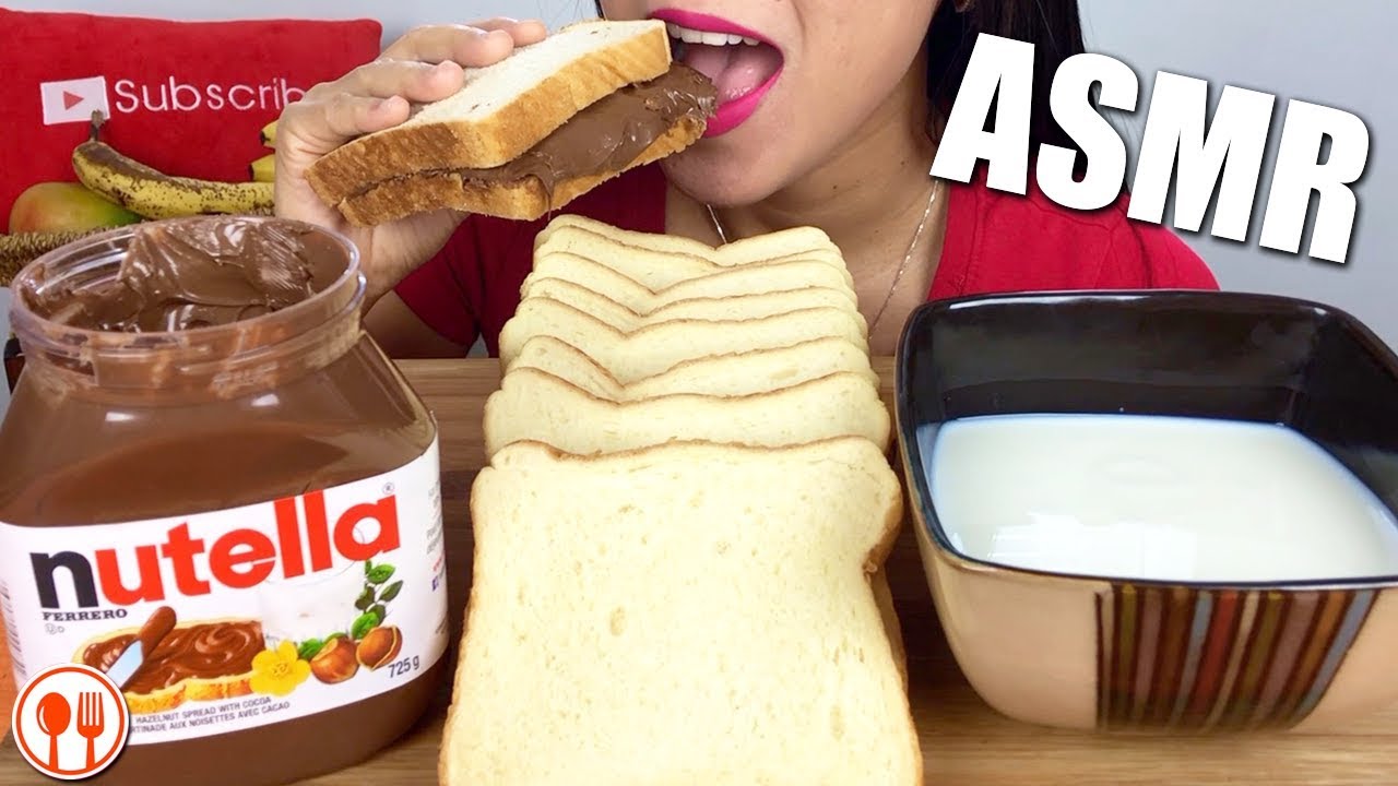 ASMR Dessert Milk, Bread + Jar of Nutella Mukbang 누텔라 먹방 | LaniEats ASMR