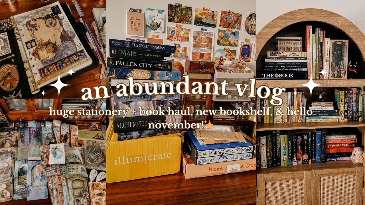 an abundant vlog 🌙 huge stationery + book  haul, new bookshelf, & hello november!✨