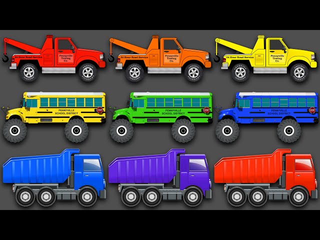 Mixing Colors Street Vehicles, Construction Equipment & Monster Trucks - Learn Colours for Children class=