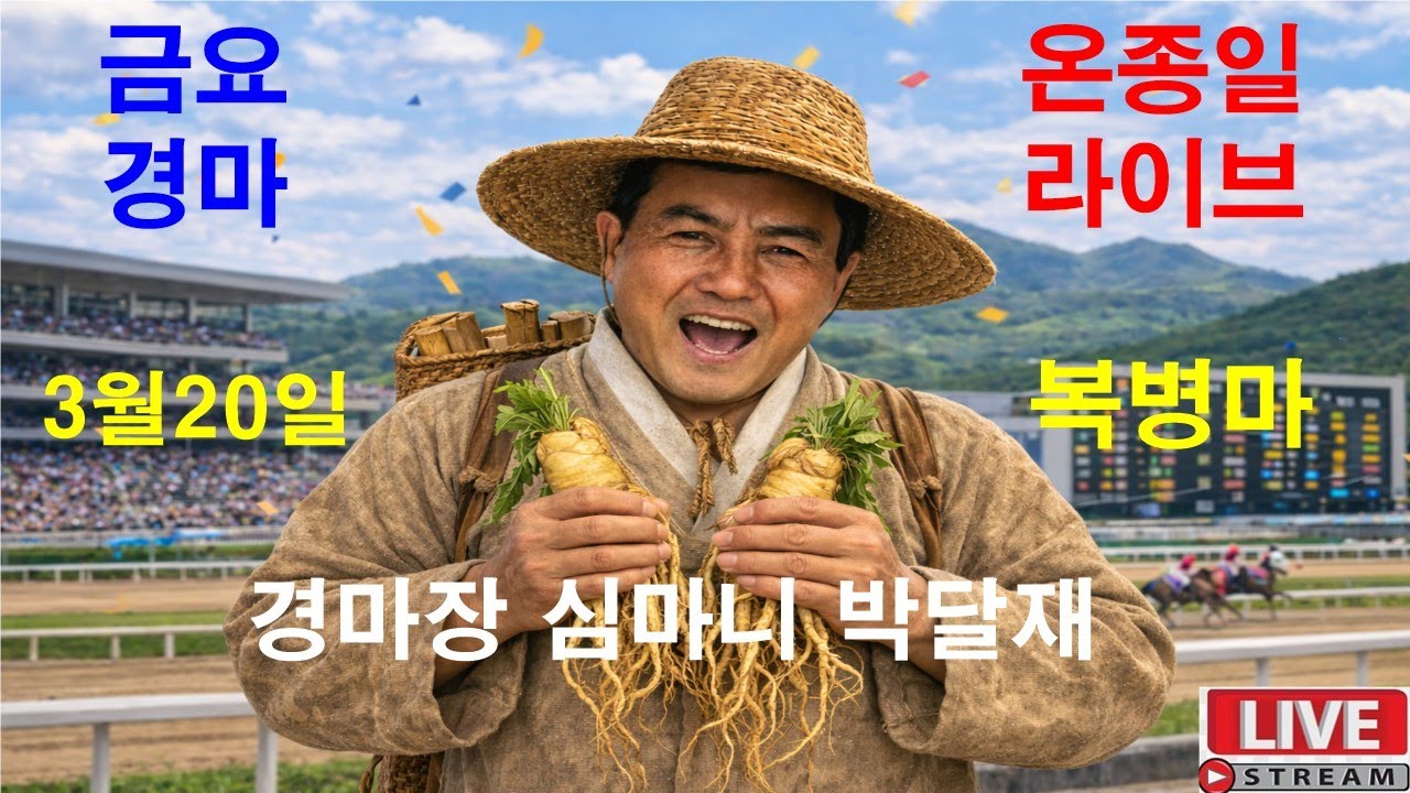 3월20일 금요경마 경마예상 추천마번 복병마  온종일 라이브 방송 경마장 심마니 박달재 서울경마 부경경마 제주경마 경주분석 추천마번 예상방송 박달재