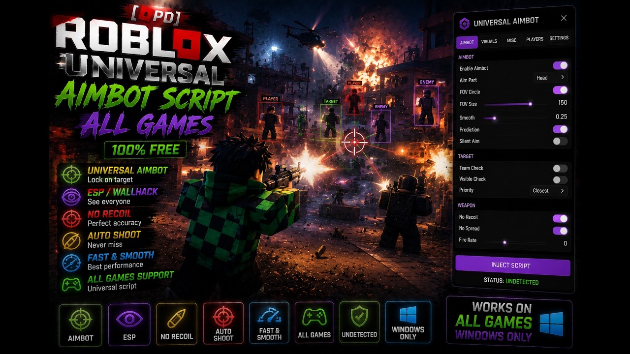 FREE Roblox Aimbot Script 2026 Universal ESP Supports All Roblox 
