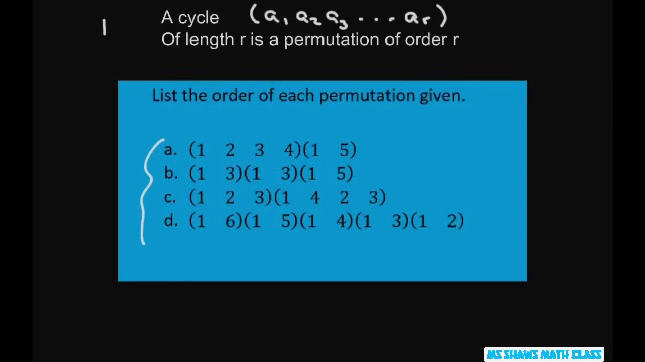 Find the order of each permutation. Abstract Algebra