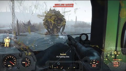 Fallout 4 Killing Mirelurk Kings & Queen & Hunters On Mirelunk Island Spectacle Island Gameplay