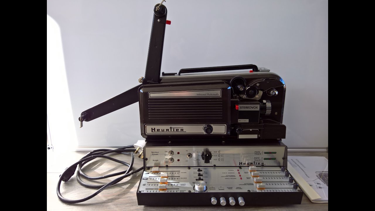 HEURTIER STEREOVOX SUPER 8MM STEREO SOUND PROJECTOR - REWINDING A FILM