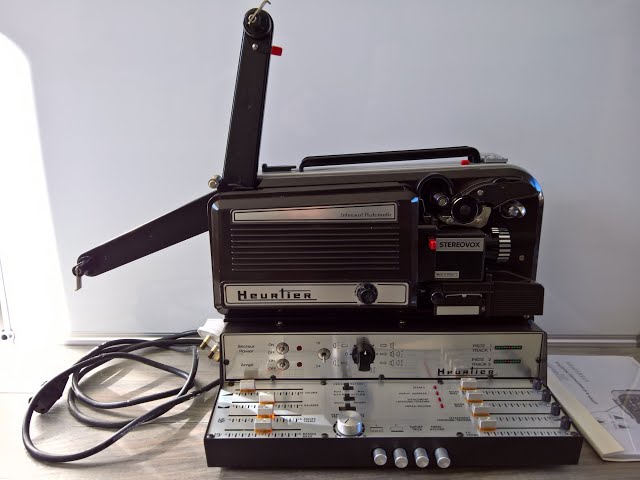 HEURTIER STEREOVOX SUPER 8MM STEREO SOUND PROJECTOR - REWINDING A