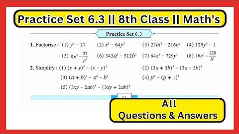 Practice set 6.3 class 8th Maths | Chapter 6 Factorisation of algebraic expression Maharashtra Board