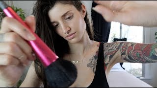 ASMR makeup application & get ready with me (whisper) 🐱