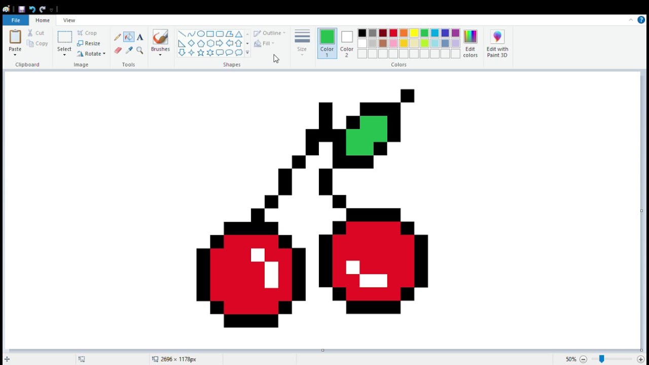 How to draw Pixelated Cherries using MS Paint How to draw on your