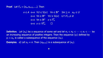 M2201 - Metric Topology - Section 1.4 - Accumulation points and subsequences