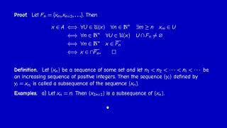 M2201 - Metric Topology - Section 1.4 - Accumulation points and subsequences