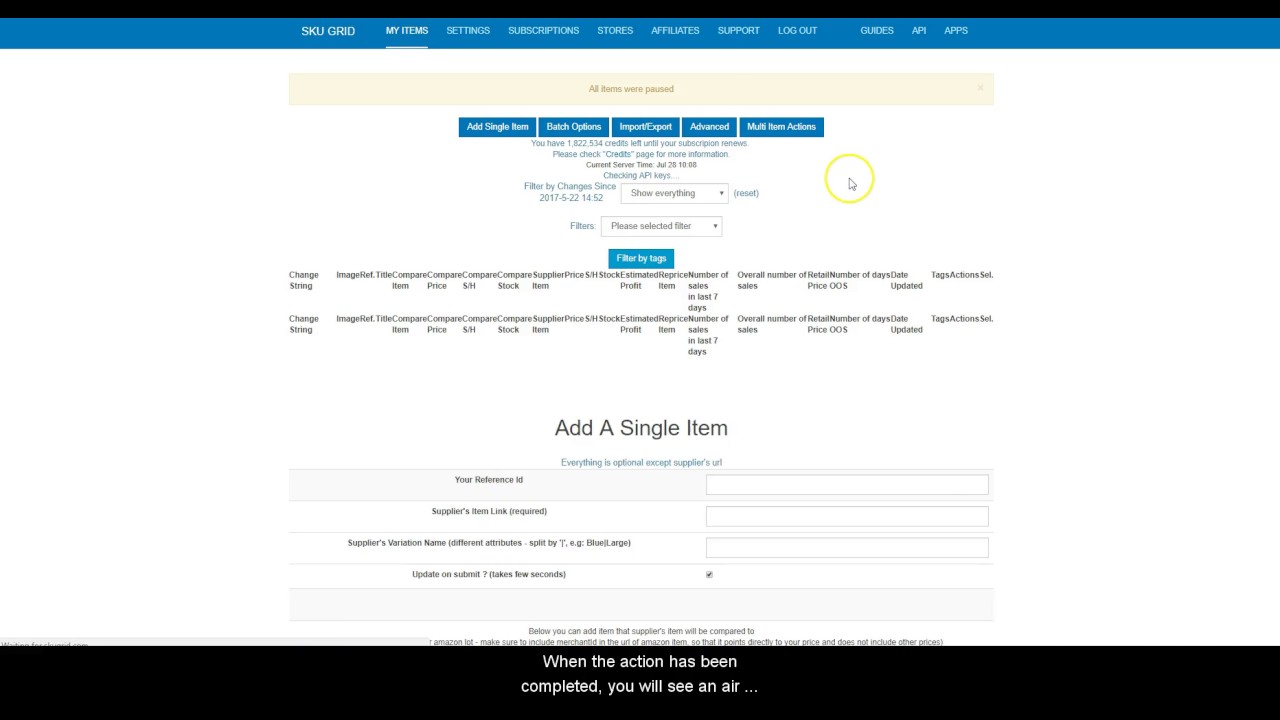 Sku Grid: My Items Tab - Batch Options - How to Pause All Items at Once