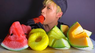 【ASMR】フルーツの咀嚼音/Eating sounds/먹방/スイカ　メロン　パイナップル