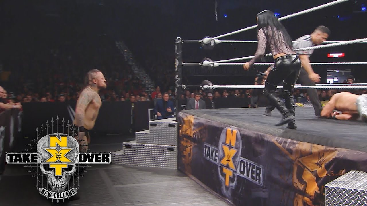 Zelina Vega sends Aleister Black crashing into the steel ring steps: NXT TakeOver: New Orleans