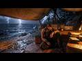 Arthur's Cozy Tent Hideaway Through a Violent Thunderstorm Night | RDR2 Rain Sounds ASMR
