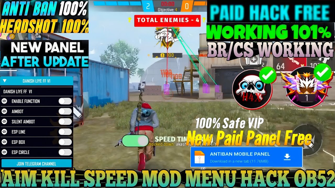 OB52 HACK ✅ Free Fire Headshot Hack Free fire Mod Menu Apk Autokill + fly Hack FF Panel Hack 2026 ❤️