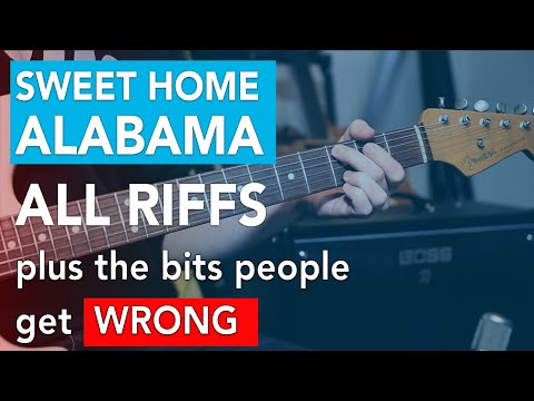 Sweet Home Alabama Lynyrd Skynyrd *INTRO* + ALL Riffs // Electric Guitar Lesson