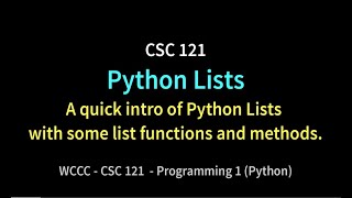 CSC121-Python Lists