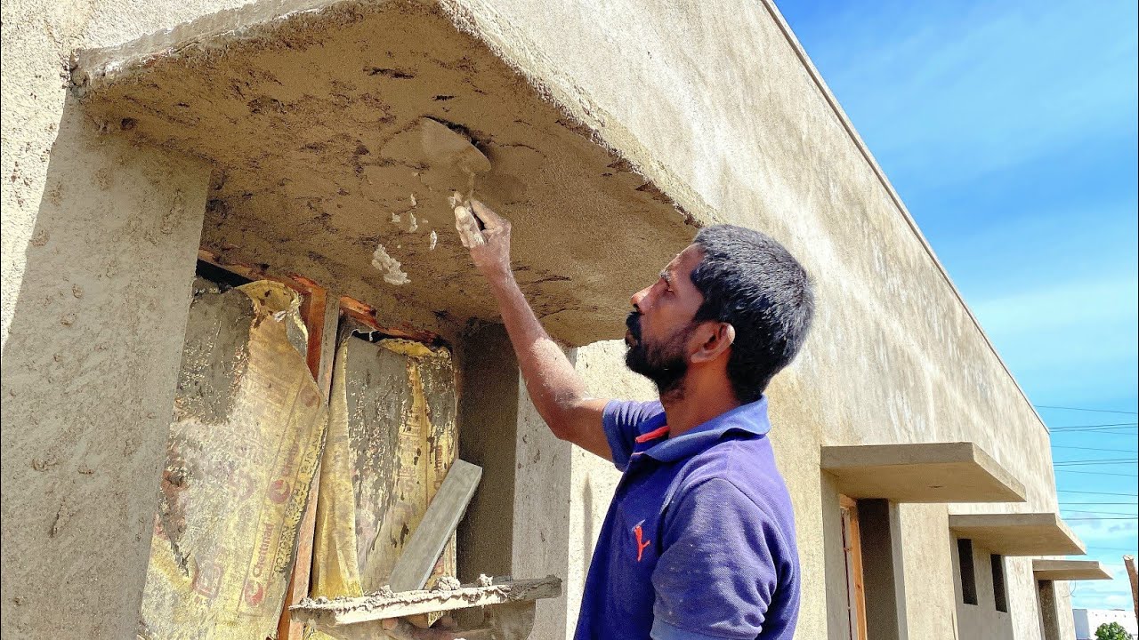 Excellent! Window Top Slab Plastering_3ft Sunshade Design Plastering