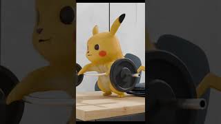 Pikachu from Pokemon lifts a barbell - a sweet #short 3D animation in a realistic style #pikachu