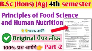 Principles of Food Science and Human Nutrition  objective Question B.Sc (Hons) (Ag) 4th semester  2