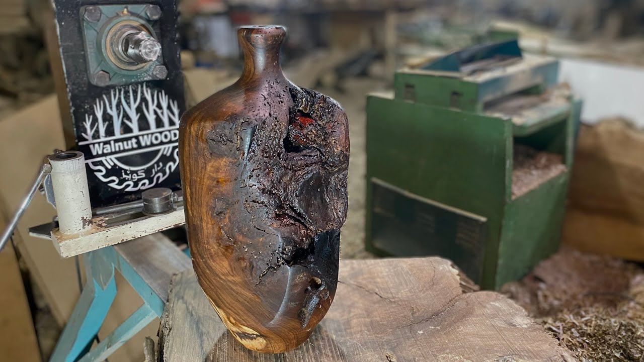 Amazing rustic woodturning project: From Natural Burl to Elegant Vase