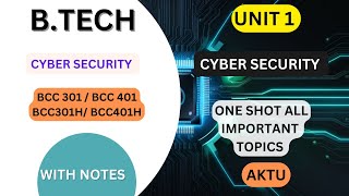 Cyber Security Unit 1 One Shot |Full Explanation | AKTU | BCC 301 / BCC 401 | B Tech 2nd Year