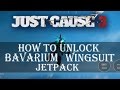 Just Cause 3 how to get the bavarium wingsuit jetpack with gameplay unlock guide