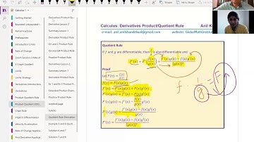 Quotient Rule Lesson 2b Calculus Derivatives by Anil Kumar and GCSE Level A Student Amy in UK
