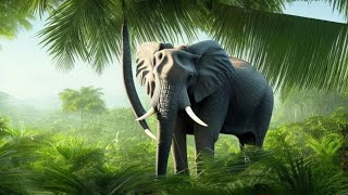 Индийский слон поглощает пальмовые ветки
