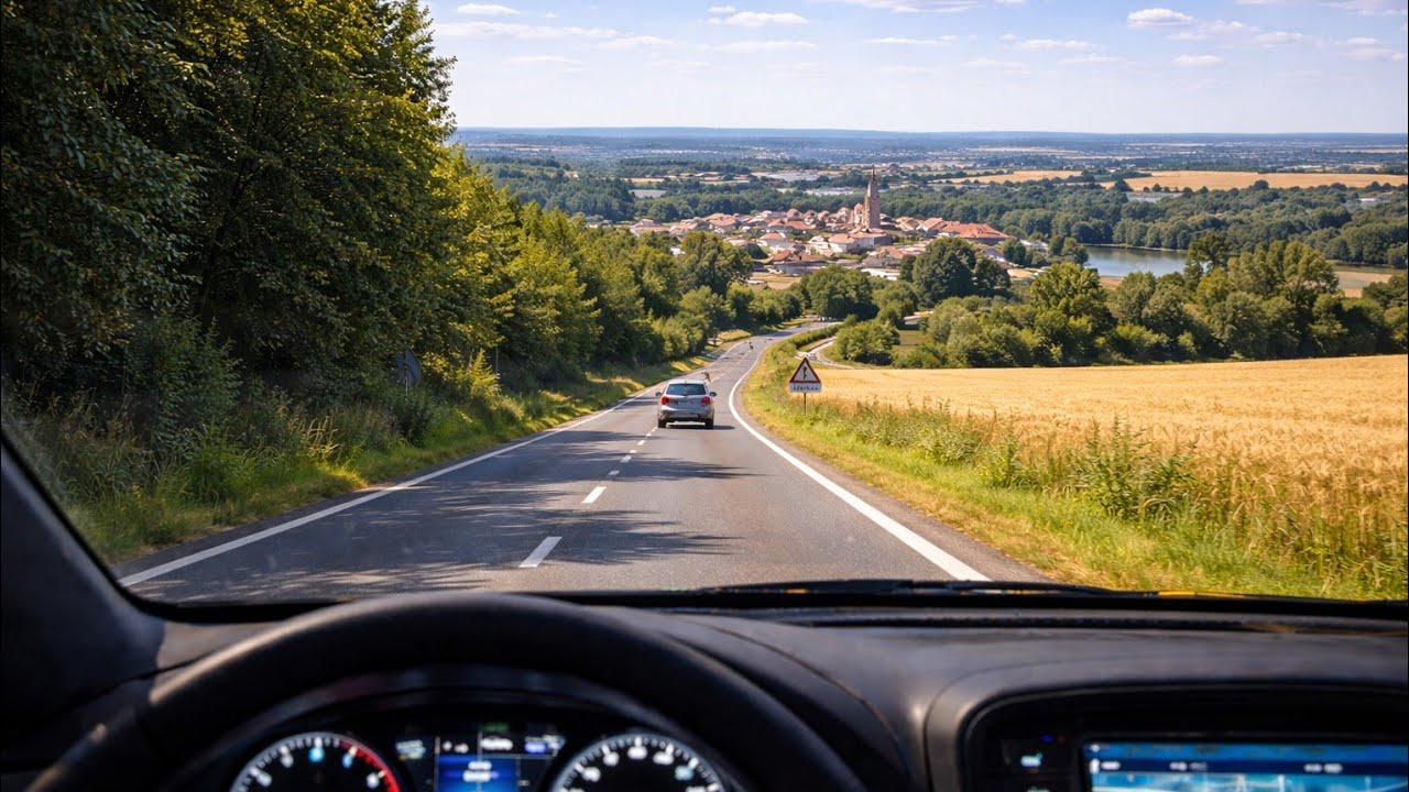 🚗 Hradešín → Lázně Toušeň | Klidná jízda autem | 4K | Bez komentáře