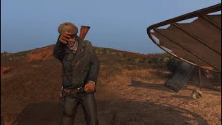 John Marston watches a man fly - Red Dead Redemption
