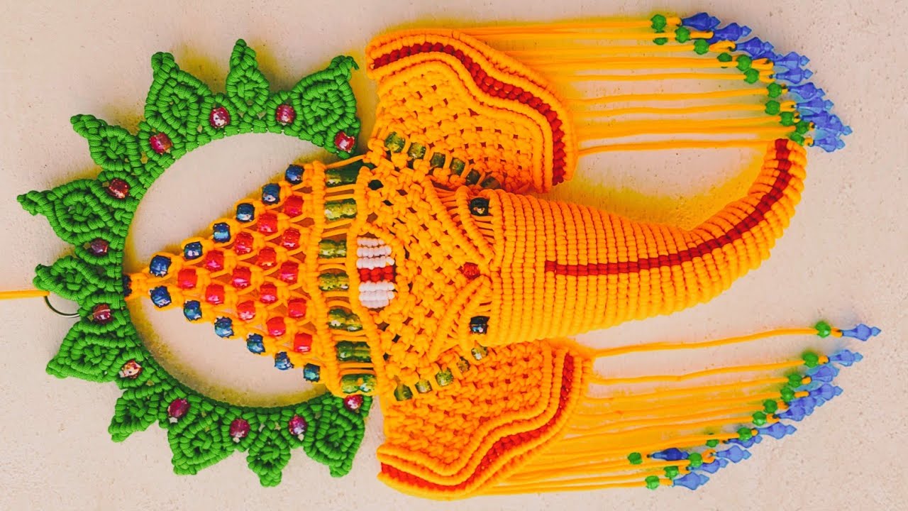 मैक्रैम गणपती / गणेश जी Macrame New Ganesha / Ganpati Wall Hanging