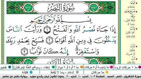 سورة النصر مكتوبة برواية حفص عن عاصم الشيخ أيمن سويد