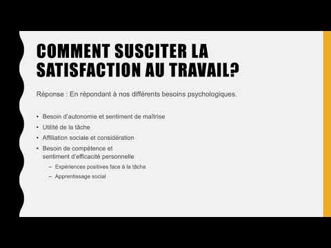 Vidéo: Quelles sont les causes et les facteurs de la satisfaction au travail ?