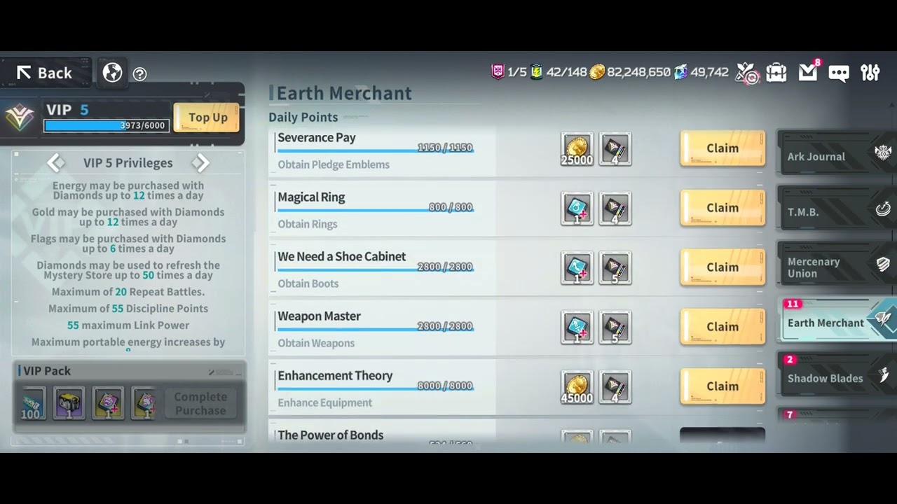 Collecting VIP points. The grind to VIP 6 for free to play is insane. Ark ReCode