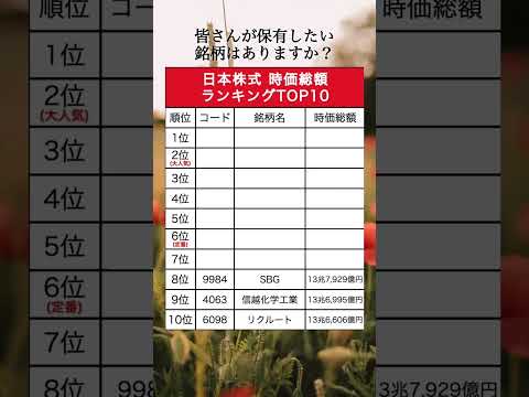 【TOP10】新NISAで買ってみたい時価総額の大きい企業TOP10#資産運用 #資産形成 #お金 #日本株 #shorts