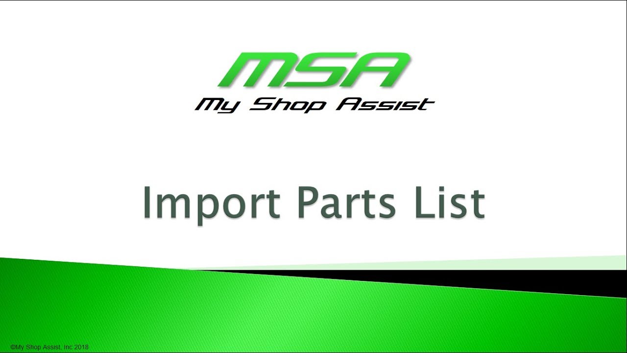Import a Parts List into My Shop Assist YouTube