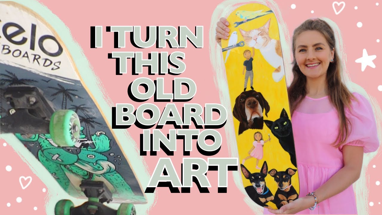 I MAKE ART FROM AN OLD SKATEBOARD as a surprise for my husbands Birthday!!